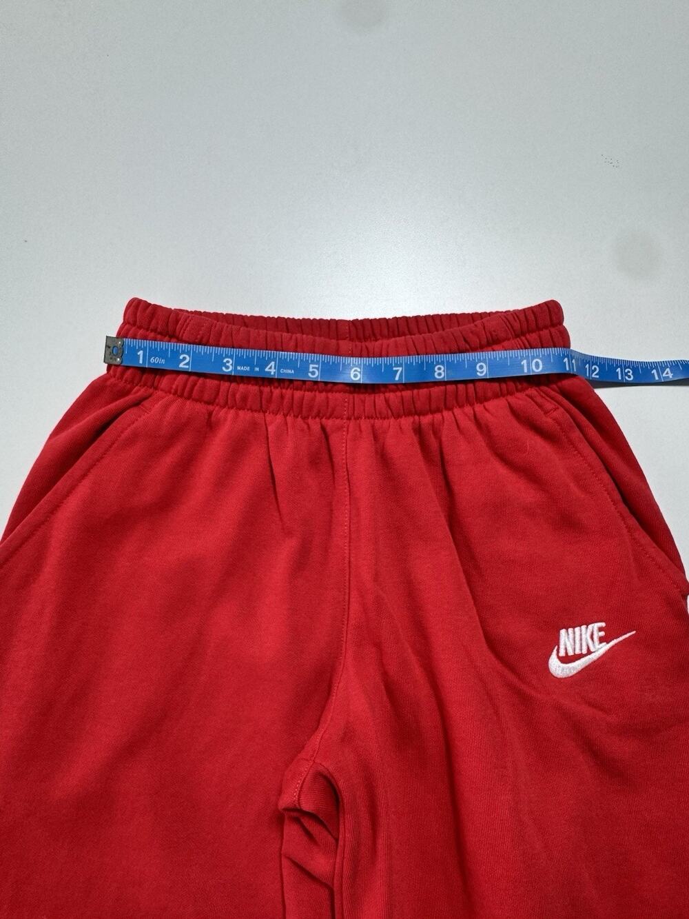 Nike Youth M Red Fleece Jogger Pants Tapered Leg Elastic Waist Size #1079